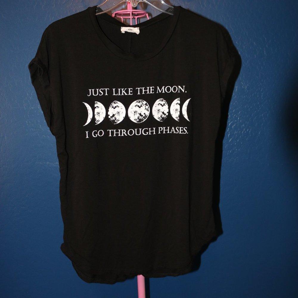 REBEL SOCIETY Black T-Shirt with Moon print